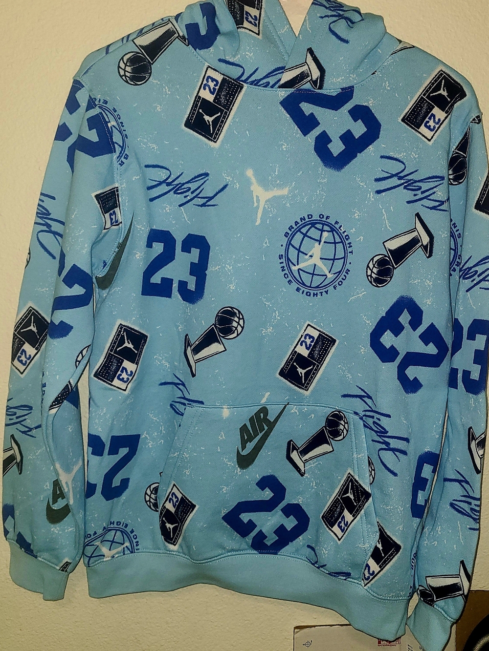 Nike Jordan Carolina Blue Logo Pullover Hoodie Boys XL